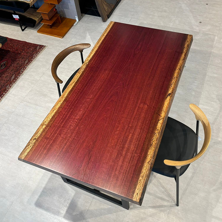 パープルハート　一枚板　ダイニングテーブル　カウンター　テーブル　ウォールナット ダイニングテーブルxパープルハート【神奈川県横浜市 個人住宅