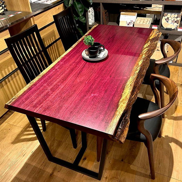 一枚板　パープルハート　カウンター　上杢　最高級　特大 ﾊﾟｰﾌﾟﾙﾊｰﾄ一枚板ｶｳﾝﾀｰ材4900×890mm荒材販売01_20200320紫色｜丸