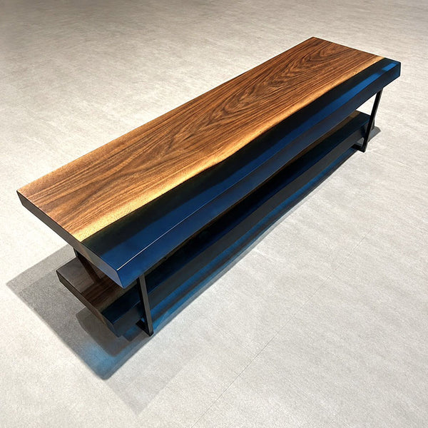 RESINテーブル　ウォールナット　38723-8-1+8-2　(W150cm)