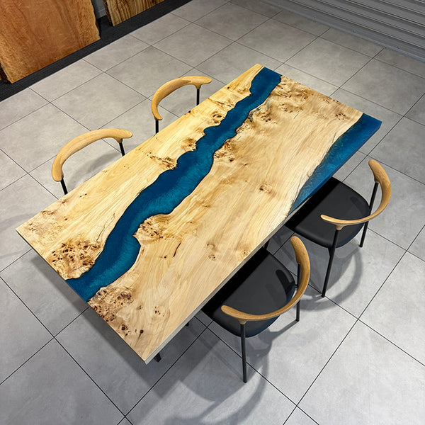 RESINテーブル　ポプラ(杢)　14-2+4　(W180cm)