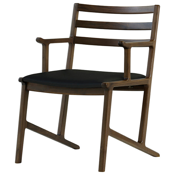 セルボ　ダイニングチェア　ビーチ材ウォールナット色　座面：合皮ブラック