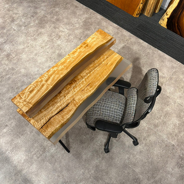 RESIN　キリオデスク　トチ / 栃(杢)　HZ-2025-5-1+5-2　(W130cm)