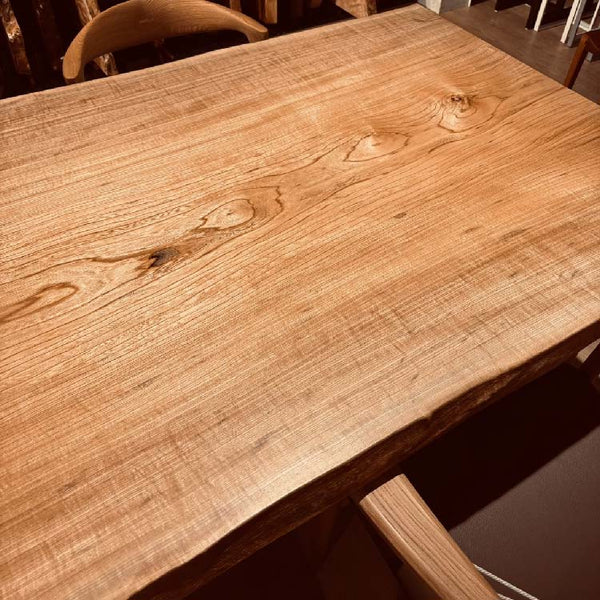 値下可　一枚板テーブル　② 一枚板 セン/ 栓 393-1/2-5 (W205cm) ダイニングテーブル