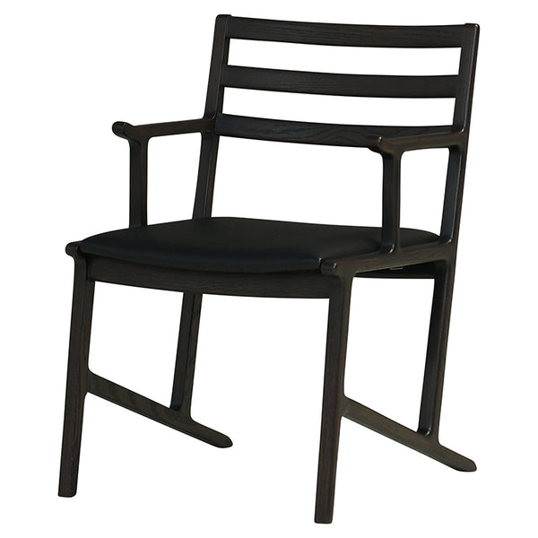 セルボ　ダイニングチェア　オーク材　ダーク色　座面：合皮ブラック