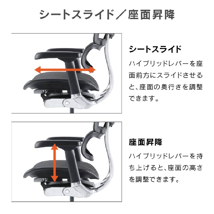 エルゴヒューマン プロⅡ ハイタイプ オットマン付 グレーフレーム ブルー ウレタンキャスター ブルー×グレー ウレタンキャスター