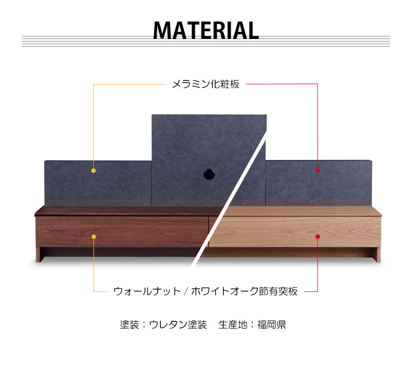 ■ モーデン テレビボード 幅200cm 壁掛け金具付き 国産 ウォールナット × ダークグレー ウォールナット×ダークグレー