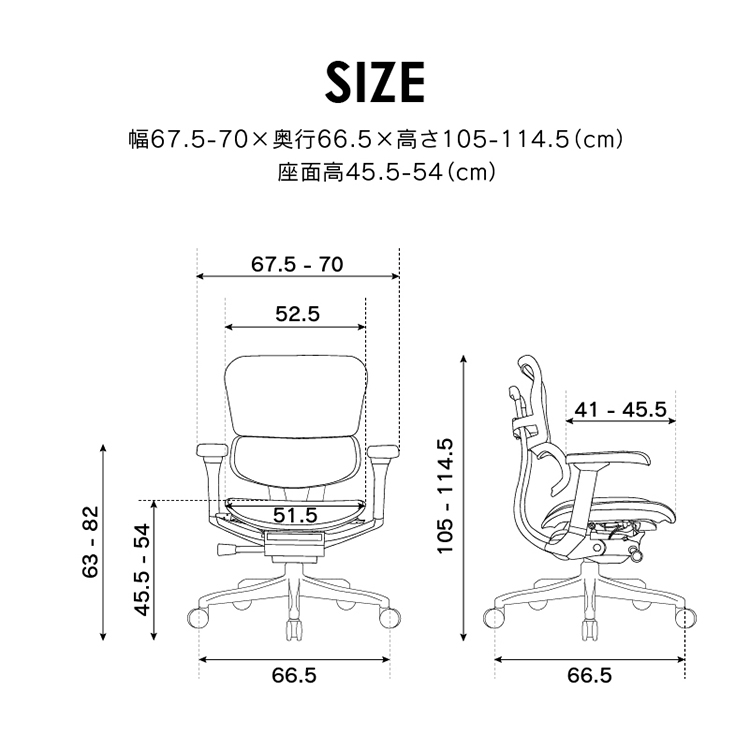 エルゴヒューマン プロⅡ ロータイプ ブラックフレーム ブラック ウレタンキャスター ブラック×ブラック ウレタンキャスター