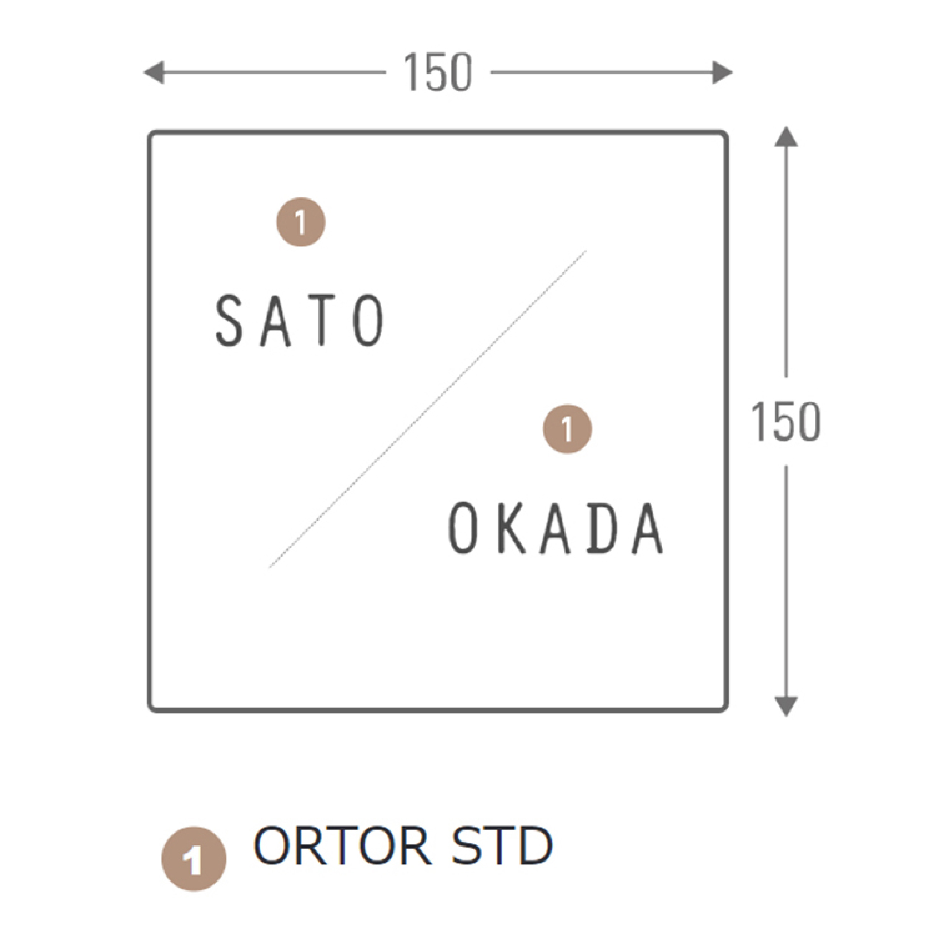 一枚板表札Ⅲ　正方形 TYPE13（ミミ付き）※二世帯対応 TYPE１３