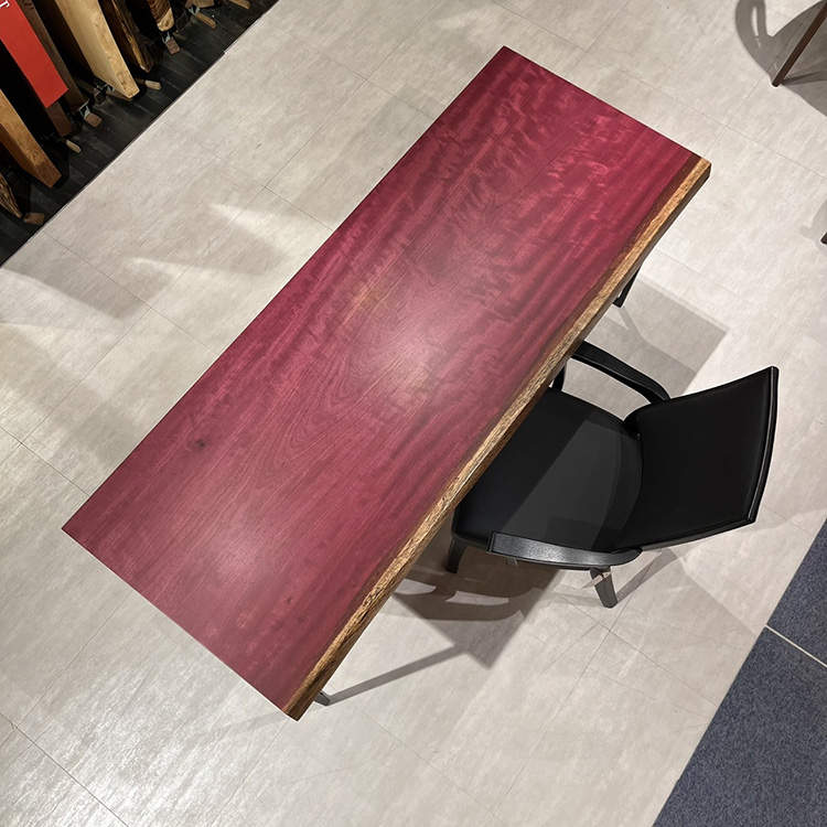 【SOLD OUT】一枚板　パープルハート(杢)　324-12-3　(W170cm)　デスク