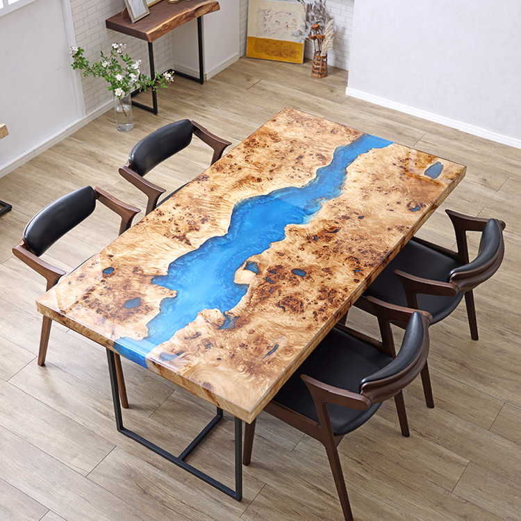 レジンテーブル 職人さん手作り 完全一点物 胡桃木 芸術的 - 机/テーブル