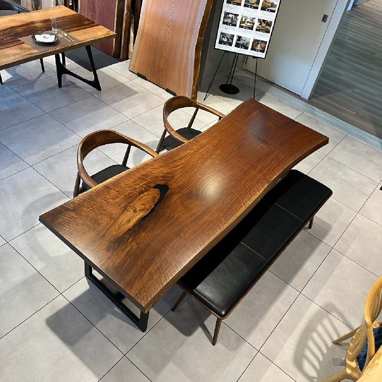 一枚板　ウォールナット(杢)　GZZ-180044-5　(W220cm)　ダイニングテーブル